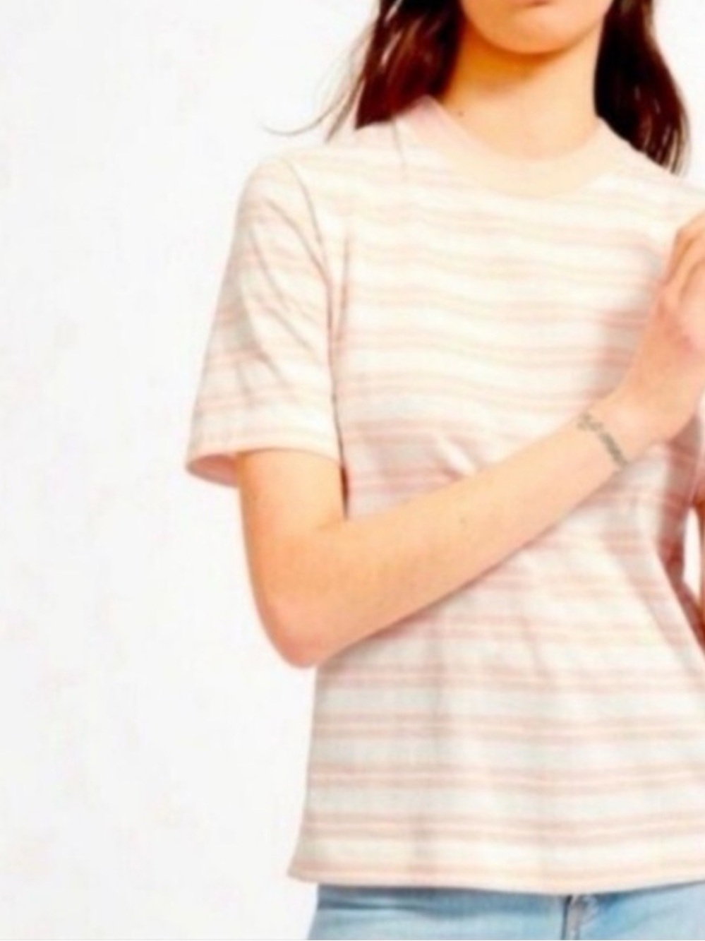 Everlane Striped Cotton Peachy Pink & White Tee
